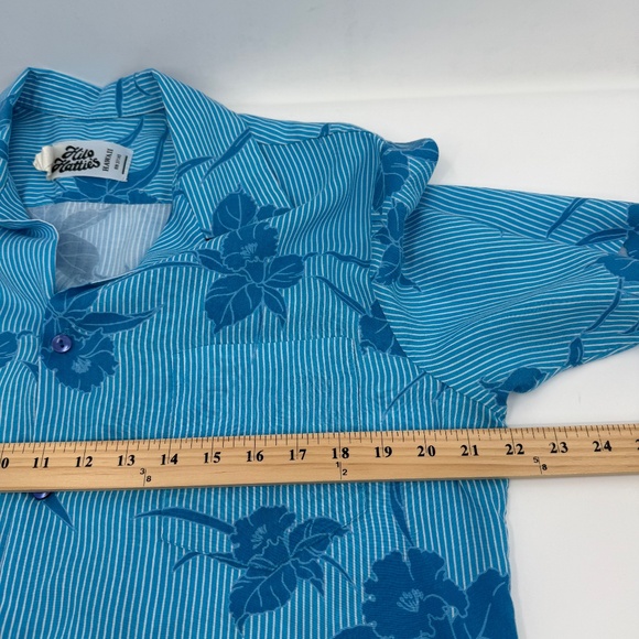 Hilo Hattie Hawaiian Shirt Men Medium Vintage Blue Short Sleeve Button Up Rayon - Picture 8 of 10